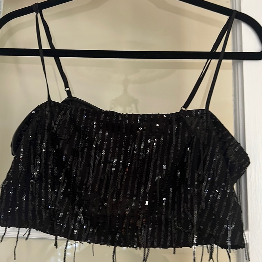 H&M Cropped camisole top with dangling sequins. Size medium